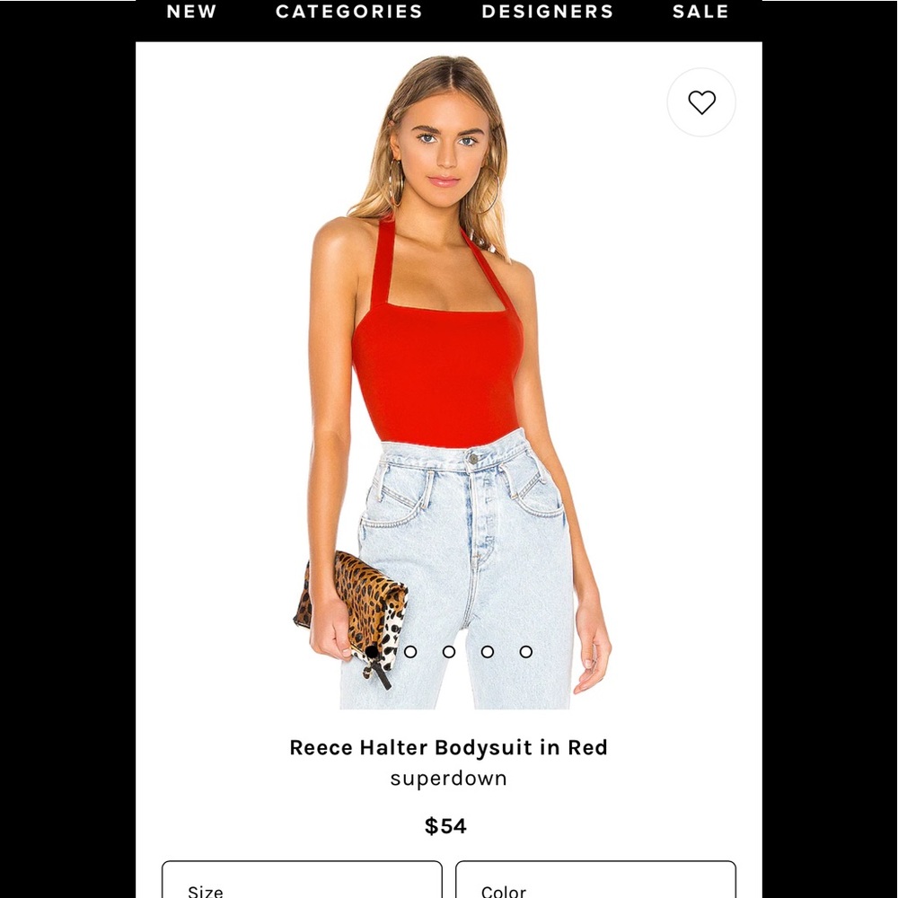Superdown Reece Halter Bodysuit in Red